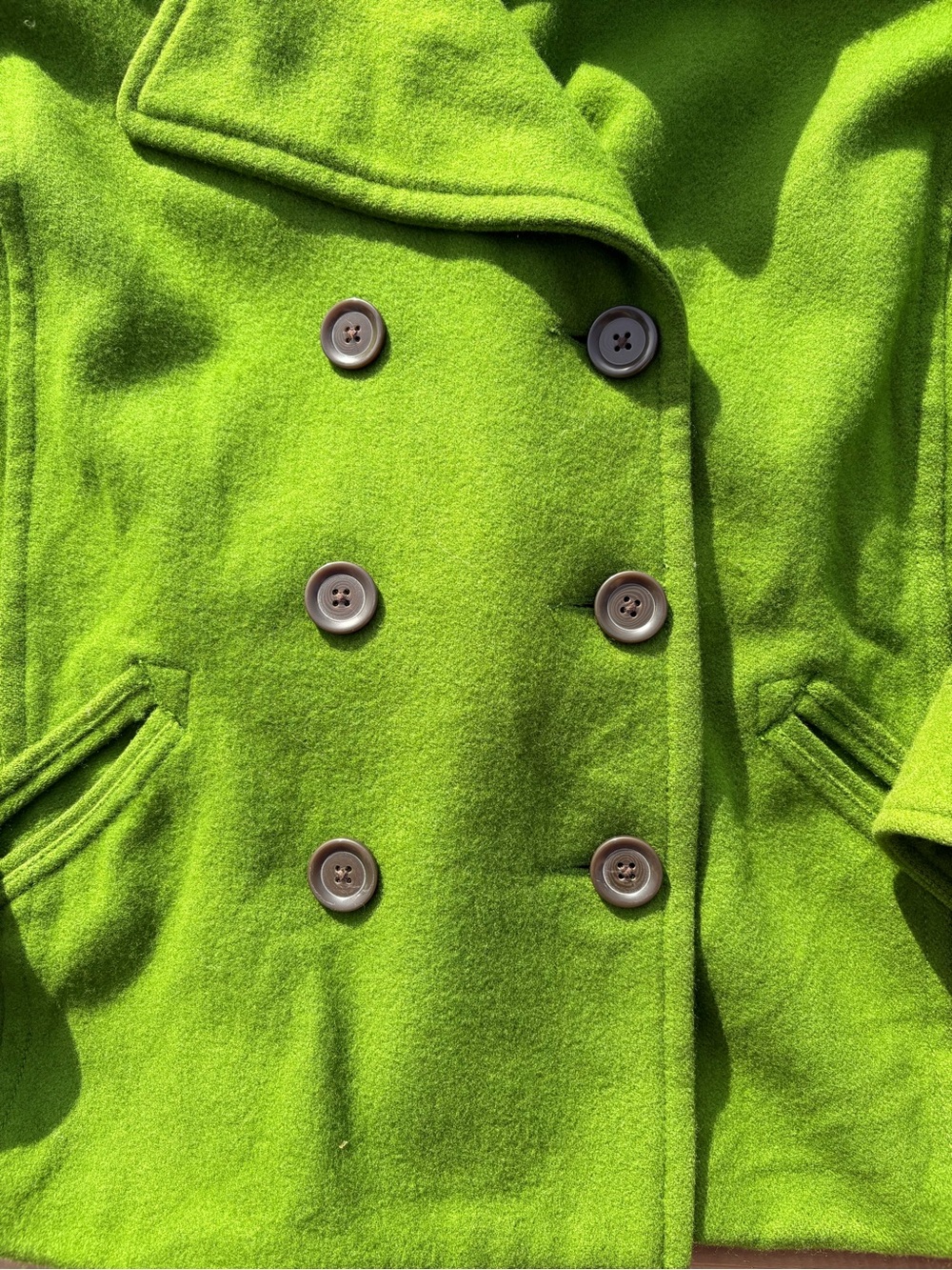 XXL Old Navy Lime Green Double-Breasted Peacoat - Picture 3 of 11
